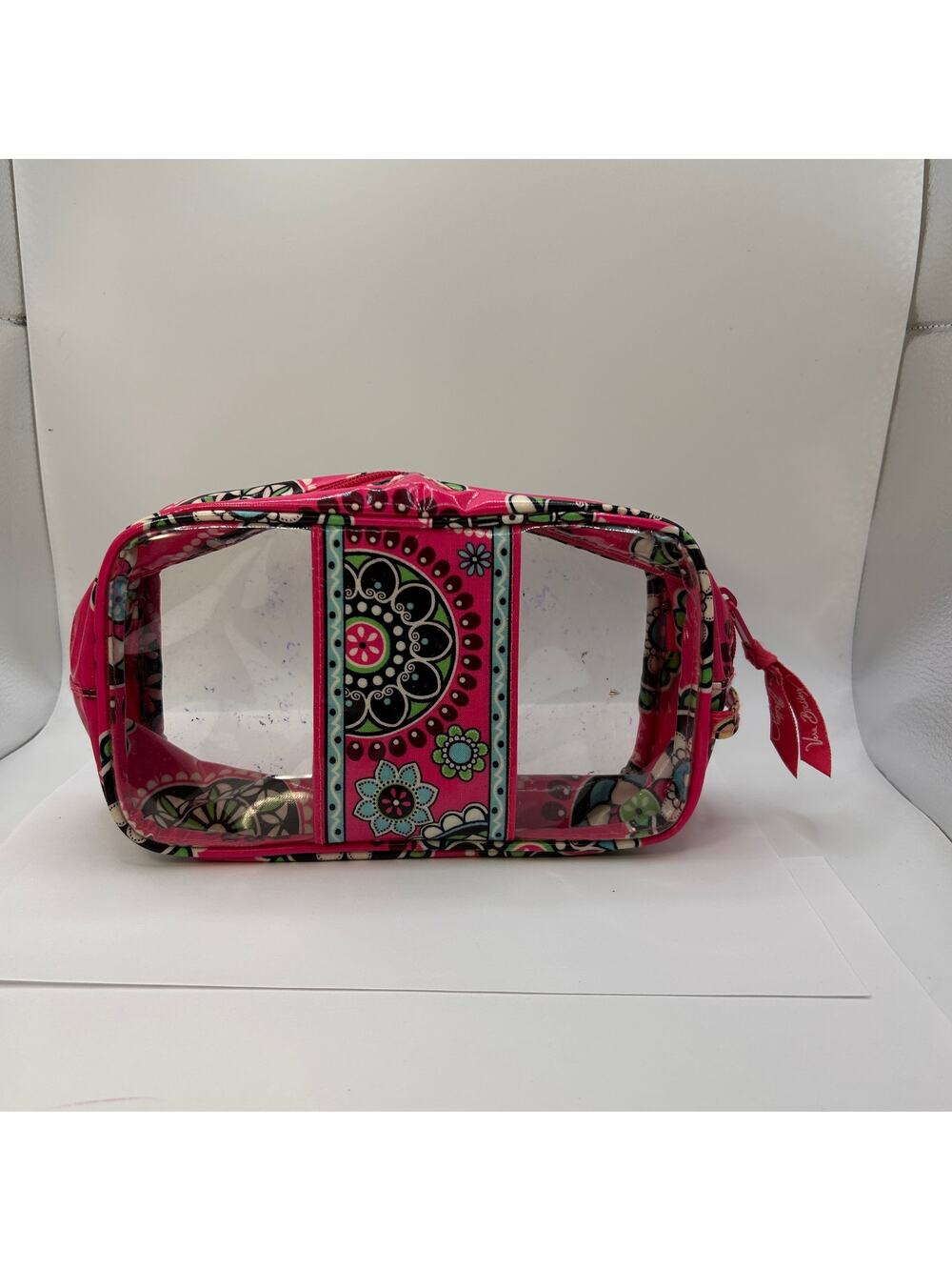 Vera Bradley Clear Cosmetic Bag Vinyl Organization Bag Cupcake Pink SOME MARKS